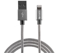 4smarts RapidCord USB / Lightning, 2m opletený šedý kabel, MFi
