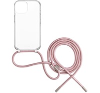 FIXED Pure Neck zadní kryt se šňůrkou na krk pro Apple iPhone 15 Plus růžový