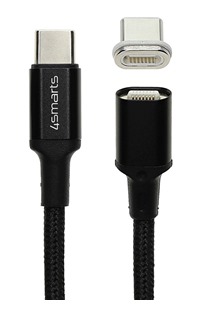 4smarts GravityCord Ultimate 100W USB-C / magnetické USB-C, 1.8m opletený černý kabel