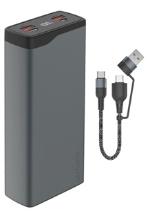 4smarts VoltHub Pro 22.5W Quick Charge 3.0 a PD powerbanka 26800mAh s kabelem šedá