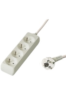 PremiumCord prodlu�ovac� kabel 2m 4x z�suvka b�l�