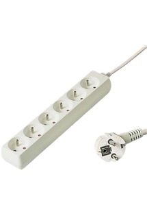 PremiumCord prodlu�ovac� kabel 3m, 6x z�suvka b�l�