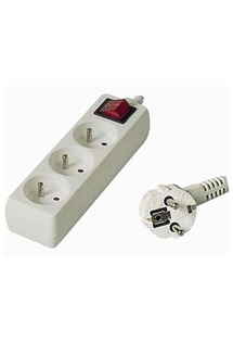 PremiumCord prodlu�ovac� kabel 10m, 3x z�suvka b�l�