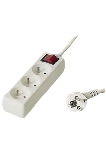 PremiumCord prodlu�ovac� kabel 3m, 3x z�suvka b�l�
