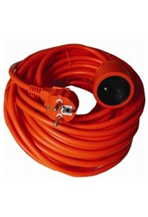 PremiumCord prodlu�ovac� kabel 20m, 1x z�suvka oran�ov�
