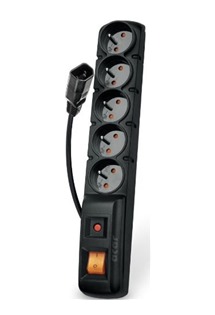 PremiumCord Acar F5 IEC prodluovac kabel s pepovou ochranou 5m, 5x zsuvka ern