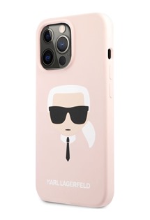 Karl Lagerfeld Head silikonový zadní kryt pro Apple iPhone 13 Pro Max růžový (KLHCP13XSLKHPI)