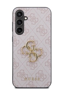 Guess PU 4G Metal Logo zadní kryt pro Samsung Galaxy S23 FE růžový