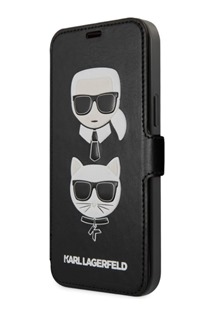 Karl Lagerfeld Heads flipové pouzdro pro Apple iPhone 12/12 Pro černé (KLFLBKSP12MFKICKC)