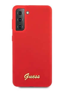 Guess Metal Logo Script zadní kryt pro Samsung Galaxy S21+ červený (GUHCS21MLSLMGRE)