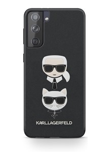 Karl Lagerfeld Saffiano Karl & Choupette Heads zadní kryt pro Samsung Galaxy S21+ černý (KLHCS21MSAKICKCBK)