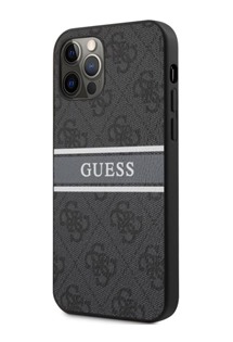 Guess 4G Printed Stripe zadní kryt pro Apple iPhone 12 Pro Max šedý (GUHCP12L4GDGR)