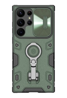 Nillkin CamShield Armor Pro odolný zadní kryt s krytkou kamery a stojánkem pro Samsung Galaxy S23 Ultra zelený