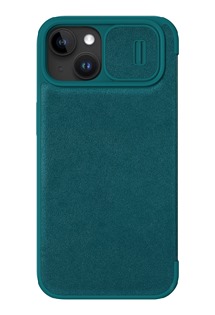 Nillkin Qin Book Pro Plain Leather flipové pouzdro s krytkou kamery pro Apple iPhone 15 zelené