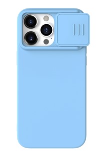 Nillkin CamShield Silky zadní silikonový kryt s krytkou kamery pro Apple iPhone 15 Pro bledě modrý