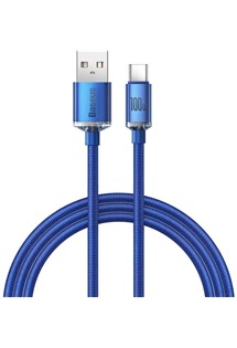 Baseus Crystal Shine Series USB-A / USB-C 100W 1,2m opletený modrý kabel