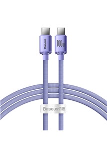 Baseus Crystal Shine Series USB-C / USB-C 100W 1,2m opletený fialový kabel