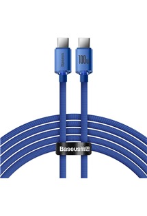 Baseus Crystal Shine Series USB-C / USB-C 100W 2m opletený modrý kabel