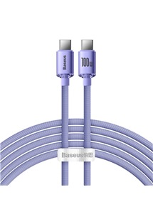 Baseus Crystal Shine Series USB-C / USB-C 100W 2m opletený fialový kabel