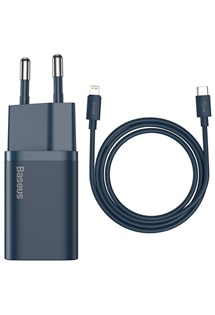 Baseus Super Si 20W nabíječka USB-C a Simple Wisdom data kabel USB-C / Lightning modrá
