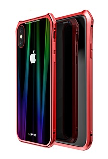 Luphie Aurora magnetický zadní kryt s tvrzeným sklem pro Apple iPhone XS/X červený/černý