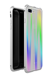 Luphie Aurora magnetický zadní kryt s tvrzeným sklem pro Apple iPhone 7 Plus / 8 Plus stříbrný/bílý