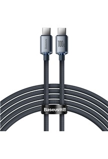 Baseus Crystal Shine Series USB-C/USB-C, 2m 100W opletený černý kabel
