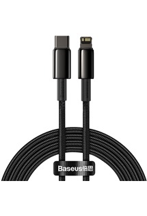 Baseus Tungsten Gold USB-C / Lightning 20W 2m opletený černý kabel