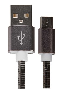 CellFish USB / micro USB, 1m kovový šedý kabel