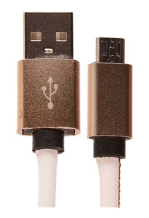 CellFish USB / micro USB, 1m koženkový bílý kabel