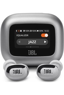 JBL Live Buds 3 bezdrtov sluchtka s dotykovm displejem a potlaenm hluku stbrn