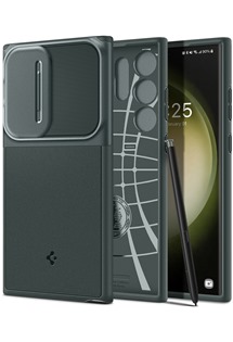 Spigen Optik Armor zadn kryt s krytkou kamery pro Samsung Galaxy S23 Ultra zelen