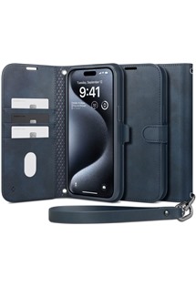 Spigen Wallet S Pro flipové pouzdro pro Apple iPhone 15 Pro Max modré