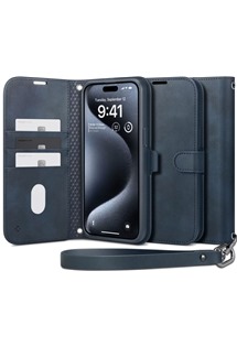 Spigen Wallet S Pro flipové pouzdro pro Apple iPhone 15 Pro modré