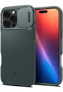Spigen Optik Armor zadn� kryt s krytkou kamery a podporou MagSafe pro Apple iPhone 16 Pro zelen�