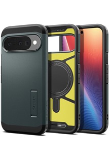 Spigen Tough Armor odoln� zadn� kryt s podporou MagSafe pro Google Pixel 10 / 10 Pro zelen�