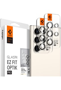 Spigen EZ Fit Optik Pro tvrzené sklo na čočky fotoaparátu pro Samsung Galaxy S23 Ultra 2ks béžové