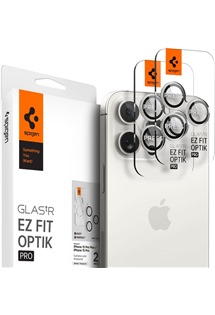 Spigen Glass.tR EZ Fit Optik Pro tvrzené sklo na čočky fotoaparátu pro Apple iPhone 15 Pro / 15 Pro Max 2ks bílé
