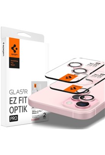 Spigen Glass.tR EZ Fit Optik Pro tvrzené sklo na čočky fotoaparátu pro Apple iPhone 15 / 15 Plus / 14 / 14 Plus 2ks růžové