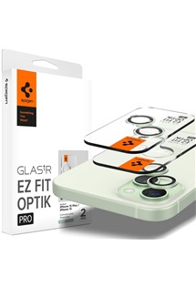 Spigen Glass.tR EZ Fit Optik Pro tvrzené sklo na čočky fotoaparátu pro Apple iPhone 15 / 15 Plus / 14 / 14 Plus 2ks zelené