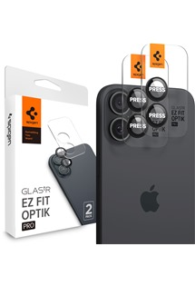 Spigen Glass.tR EZ Fit Optik Pro tvrzen� sklo na �o�ky fotoapar�tu pro Apple iPhone 16 / 16 Plus 2ks �ern�