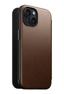 Nomad Modern Leather Folio kožené flipové pouzdro pro Apple iPhone 15 tmavě hnědé