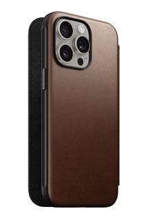 Nomad Modern Leather Folio kožené flipové pouzdro pro Apple iPhone 15 Pro Max tmavě hnědé