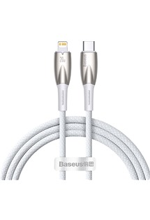 Baseus Glimmer USB-C / Lightning 20W 1m opletený bílý kabel