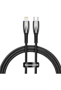 Baseus Glimmer USB-C / Lightning 20W 1m opletený černý kabel