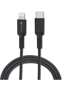 4smarts RapidCord USB-C / Lightning, 1m opletený černý kabel, MFi