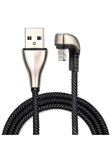 4smarts GameCord USB / zahnutý Lightning USB-C, 1m opletený černý kabel