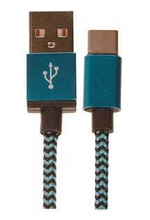 CellFish USB / USB-C, 2m opletený modrý kabel