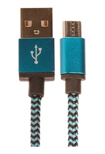 CellFish USB-A / micro USB, 1m opleten modr kabel