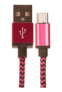 CellFish USB / micro USB, 1m opletený růžový kabel